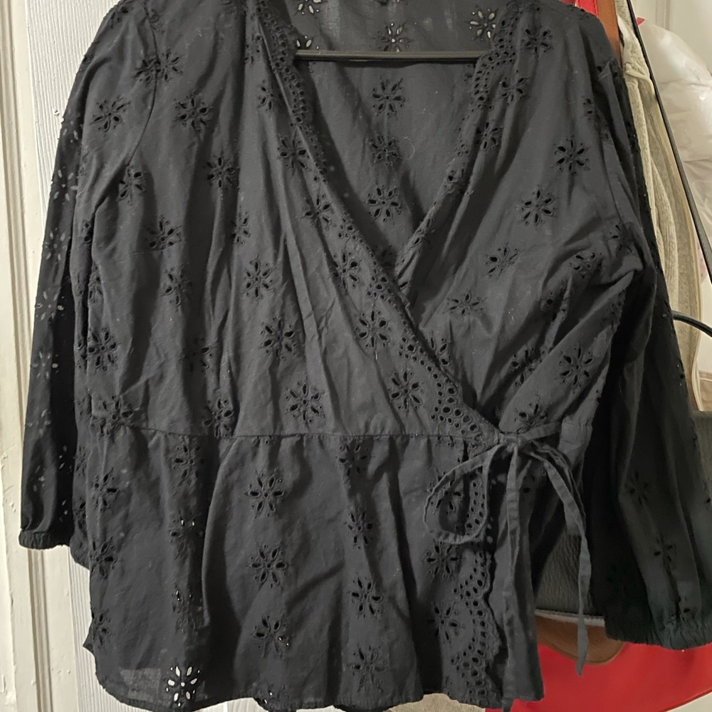 Madewell eyelet wrap top size M